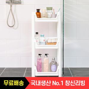 [무료배송]창신리빙 코너 화이트 욕실 2단 선반 / 화장실 무타공 정리대 수납 세면대 목욕탕 거치대 3단