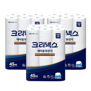 물에 잘 녹는 천연펄프 에어셀 프리미엄 화장지 45M 24롤x3팩 두루마리 휴지
