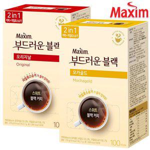 [동서식품]맥심 부드러운 블랙 2in1 2종 세트 모카골드 100T+오리지날 100T /설탕있는 커피