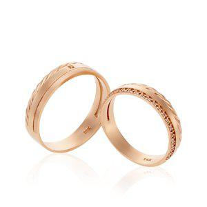 [비앤비골드] 14K/18K 꼬임 사각큐빅 커플링 반지 세트 SCS38590