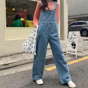 [오노마] ONM 빅사이즈 멜빵바지 점프수트 데님 청바지 와이드 오버