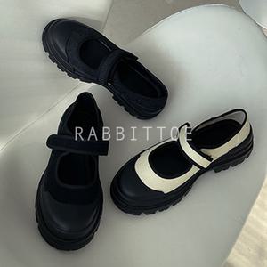 래빗토 6207B 패브릭 플랫폼 통굽 2.5cm 벨크로 메리제인 스니커즈 3color