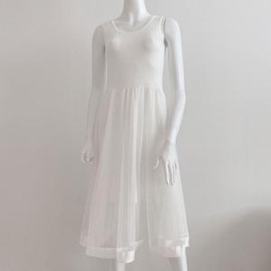 [RGM4816P]더블레이어 민소매 망사원피스 화이트 셀프웨딩