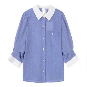 [베스띠벨리] 24S/S 스트라이프 7부 블라우스 (BIBAE2435)