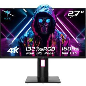 KTC 27인치 4K UHD 144Hz 게이밍 모니터 - 고속 IPS 패널 160Hz 1ms GTG, HDR400 132% sRGB, HDMI2.1 /DP1.4, VESA 마운트, 높이 /틸트 /피봇 /스위벨 스탠드, 게이머, 디자이너에게 이상적인 수직 모니터