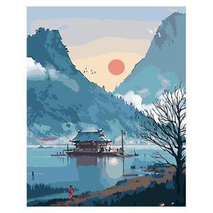 OH-M 명러블화 유화그리기 A-311 어선 마을 풍경 40x50