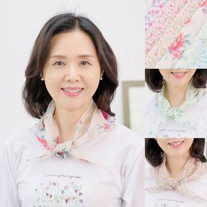 마미소 텐셀 삼각 스카프 꽃무늬 쁘띠 엄마 할머니 빅사이즈 40 60 마담 중년 여성 옷