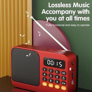 휴대용 FM 라디오 소형 비상 충전식 블루투스 5.0 사운드 박스 미니 소형 빈티지 스피커 Mp3 플레이어
