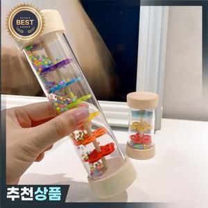 몬테소리 아기 비 스틱 무지개 모래 시계 음악 딸랑이 교육 장난감 Rainmaker 감각 어린이를위한