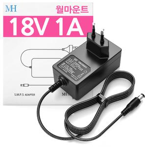 18V 1A 아답터 (ANY1801W-NI) 월마운트 타입/가정용 AC-DC 직류 전원장치/파워 서플라이/1000MA/18V1A