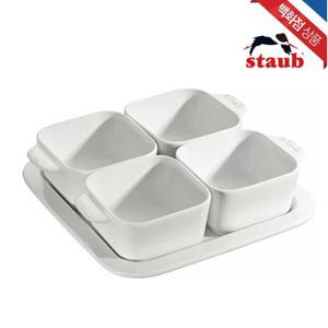 [롯데백화점]스타우브 세라믹 사각서빙세트 5P 세트 화이트 (ST40511-586)