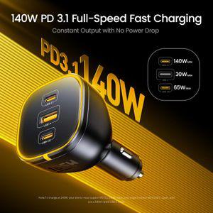 AOHI 165W 노트북 차량 충전기 어댑터 140W PD 31 100W 30 USB C 슈퍼 빠른 충전 PPS 45W 3포트 QC50 라이