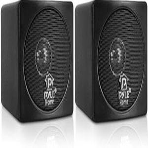 Pyle Home 3인치 100W 미니 큐브 북쉘프 스피커  패시브 타입 8옴 임피던스 (블랙 2개 세트)