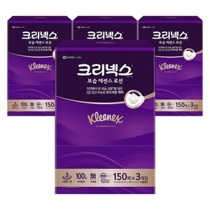 크리넥스 보습 에센스 로션 150매x3개입 4팩 각티슈 미용티슈 화장지