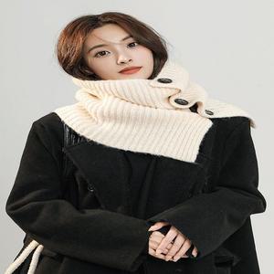 여성 3컬러러블 겨울 두툼하고 따뜻한 단추 넥워머 머플러