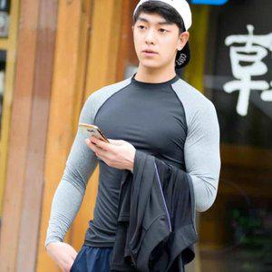 남자레쉬가드 상의 흑회 남자기능성긴팔티 스포츠긴팔티셔츠