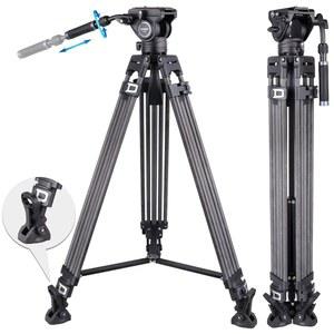 탈착식 360도 유체 드래그 팬 헤드 헤비 듀티 카메라 트윈 튜브 삼각대 DSLR 캠코더 모노포드 캐논 니콘 소니 로드 최대 26.5파운드 /12kg