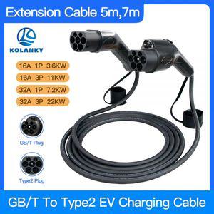 전기차충전기 GBT-타입 2 EV 충전 케이블 32A 22KW 삼상 5M 전기 자동차 코드 충전기 적합한 중국 EVSE