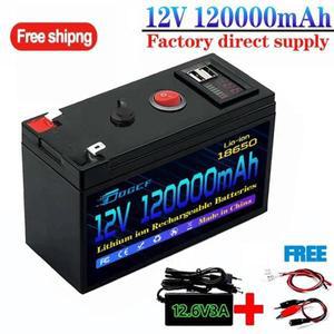 18650 충전식 LiFePO4 리튬 배터리, 내장 5V 2.1A USB 전원 디스플레이 포트 충전기, 12.6V 3A 12V 100Ah