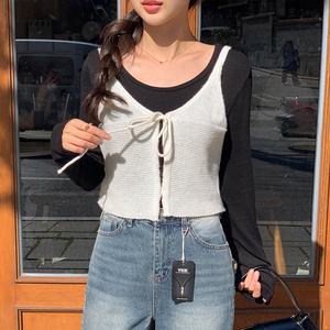 (레이어드필수템/코디고민제로) 베티 리본 뷔스티에 니트 조끼 베스트 nt4646