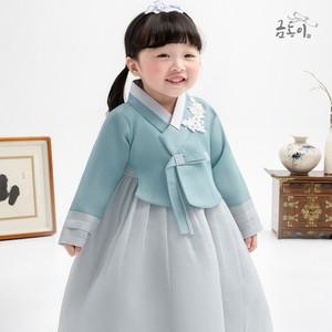 [한복]AW152 여푸른흰꽃패치 아동한복 여아한복