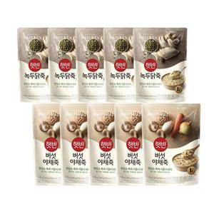 비비고 햇반 소프트밀 파우치죽 버섯야채죽 420g 5개 + 녹두닭죽 420g 5개