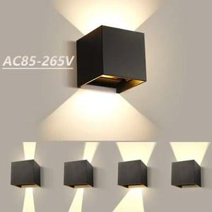 갤러리 벽등 관절 우드 콘센트 조명 LED 현대 벽 램프 AC110V 220V 6W 차가운 흰색/따뜻한 흰색 조정 가능한 표면 탑재 큐브 정원 외벽등 베란다 실내 야외