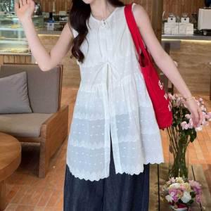여름 뷔스티에 조끼 얇은 레이스 시스루 롱베스트