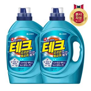 테크 호르몬 특유취 제거 실내건조 액체세제 드럼용 용기 2.7L 2개