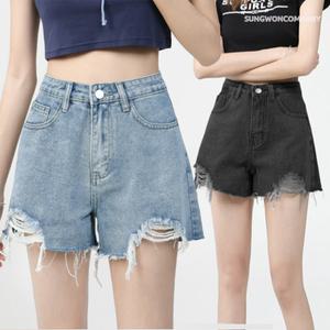 이너퀸 프리수 여성용 데님 진 빈티지 헤짐 포켓 A라인 반바지 핫팬츠 숏팬츠 미니 여름 바지 하이웨스트 진청 연청 흑청 청숏팬츠