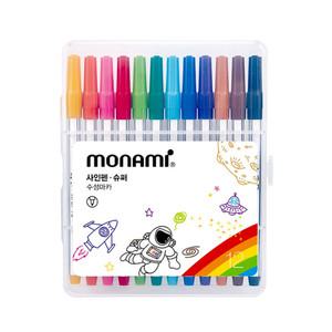 모나미 슈퍼 싸인펜 12색세트 꾸미기 스케치 교육용