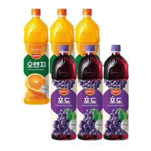[롯데칠성음료] 델몬트 1.5L 오렌지 3페트 + 포도 3페트 / 총 6페트