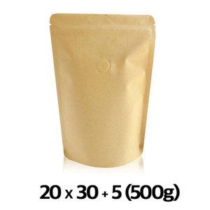 블레스팩 종이 크라프트 스탠드 지퍼백 원두 커피 봉투 500g 50매 아로마 밸브