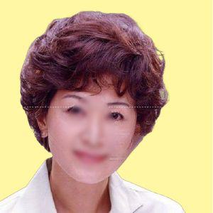 중년여성가발 여성 통가발 커트 머리 곱슬 짧은 실크 진짜