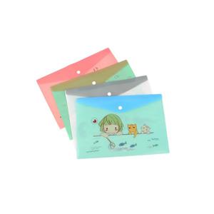 귀여운 A4비닐케이스 단추형서류보관함 과제물 학원유인물 참고자료보관 잠기는파일