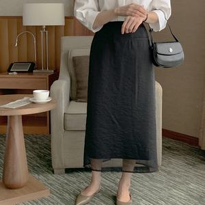 [제작] 뷰티 시스루 오간자 레이어드 롱 스커트 77546 빅사이즈여성의류