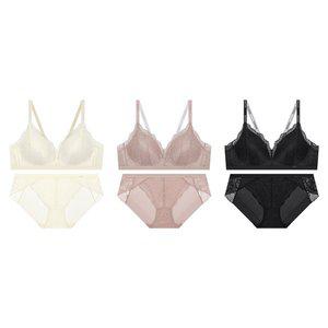 [게스언더웨어](강남점)(노와이어)(4종택1)풀커버 레이스 브라+팬티세트(ODWBR395/BP395)