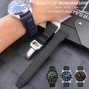 고품질 송아지 가죽 나일론 시계 스트랩, IWC 파일럿 스피티파이어 MARK18 포르토피노 탑 건 IW3777 밴드,