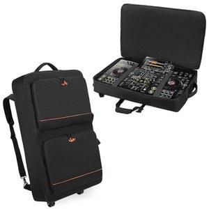 파이오니어 XDJ RX2 / XDJ RX3 / XDJ-RX / DDJ FLX10 / DDJ REV7 / DDJ 1000, 2개의 액세서리 포켓이 있는 휠드 DJ 휴대용 케이스, 패딩 처리된 DJ 믹서백
