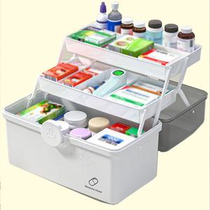 (L(대형) 화이트) 구급상자 3단 L 폴딩/구급함/약통/정리함/약보관함/구급약/상자/약상자/구급/가방