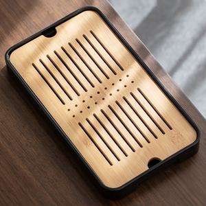 대나무 퇴수기 퇴수기차반 블랙 대 트레이 차반 차판 직사각형 다도 밀른 나무 원목 다기