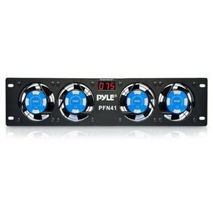 Pyle 19 u201D 랙 마운트 장비 냉각 팬 - 110V /60Hz 전원, 쿨러 마스터 80mm 케이스 4개, 스마트 시스템, 디지털 LCD 온도 디스플레이 및 설치 하드웨어 나사 포함 -PFN41