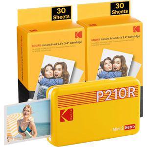 코닥 KODAK 미니 2 레트로 4PASS 휴대용 포토 프린터 2.1x3.4인치 및 68매 번들