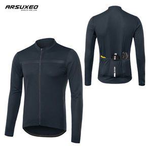 자전거 의류 저지 져지 옷 바람막이 이너웨어 ARSUXEO 남성용 긴팔 사이클링 슬림핏 MTB 도로 통기성 셔츠