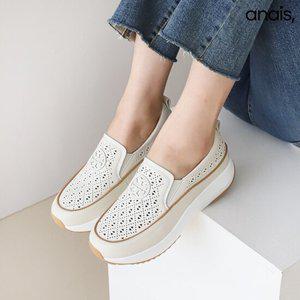 [아나이스] 소가죽 세모 펀칭 슬립온 4cm_25S214 [무료배송]