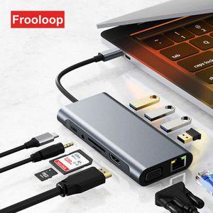 노트북 멀티포트 C타입 USB C 허브 4K HDMI 이더넷 어댑터 유형-C 도킹 스테이션 RJ45 Lan 인터넷 마이크로