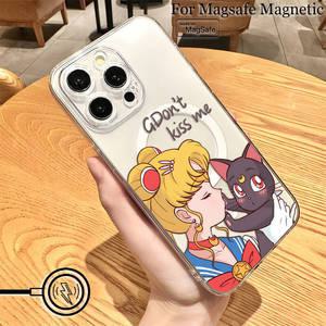세일러문 M-Moons Magsafe 자기 휴대폰 케이스 갤럭시 S25 S24 S23 S22 S21 S20 FE 플러스 울트라 5G TPU