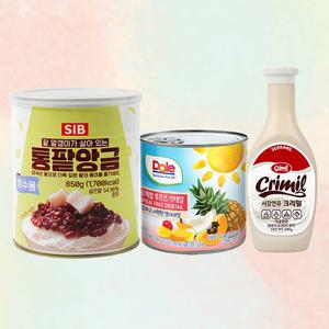 팥빙수 재료 3종 달콤세트 (빙수팥+후르츠칵테일+연유)