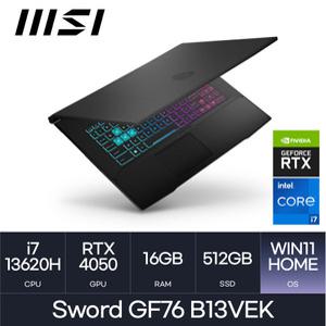 MSI GF시리즈 소드 GF76 B13VEK RTX4050 (코어i7-13620H/D5 16GB/512GB/Window11) 마우스증정 HMC