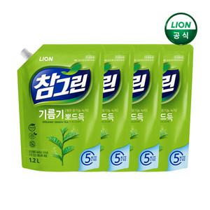 참그린 기름기뽀드득 주방세제 녹차 1.2L 리필x4개